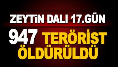 Afrin 'Zeytin Dalı Harekatı'nda 17. gün: 947 terörist öldürüldü