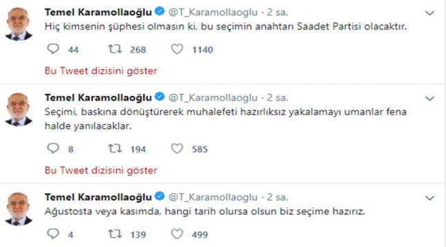 Karamollaoğlu: Bu seçimin anahtarı Saadet Partisi olacak