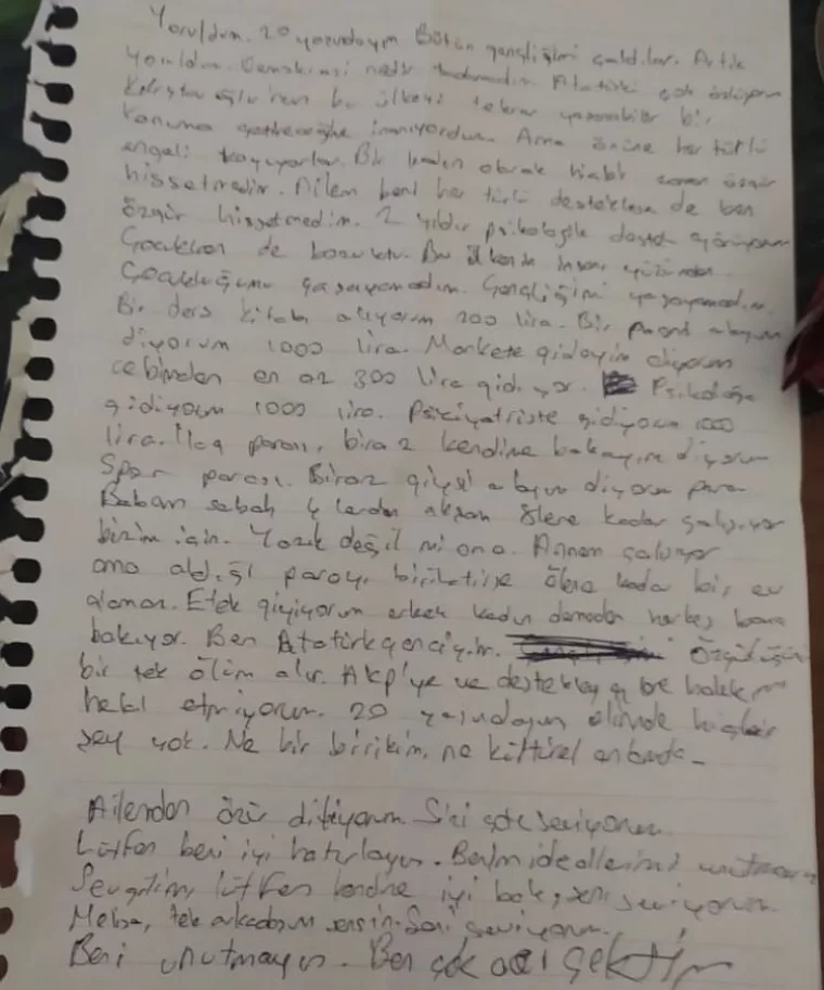 Marmaray’da intihar eden 20 yaşındaki gencin mektubu
