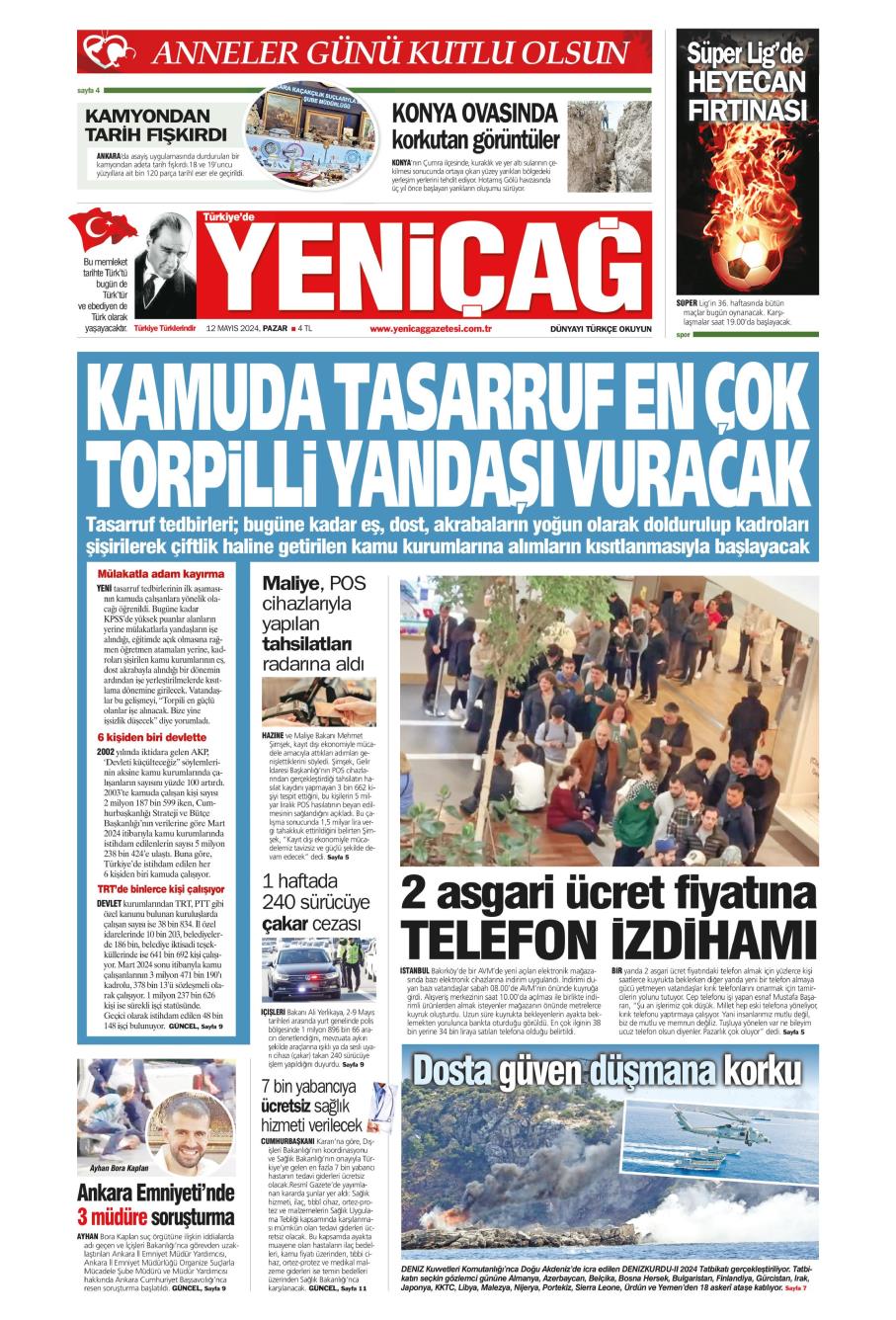 Türkiye'de Yeni Çağ Gazetesi Manşetleri