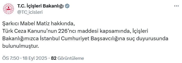 Mabel Matiz hakkında suç duyurusu