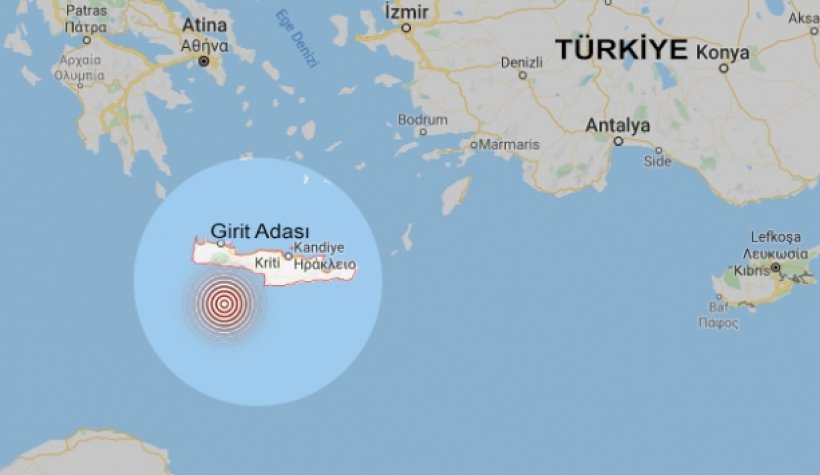 Akdeniz Girit açıklarında 4.1 büyüklüğünde deprem!