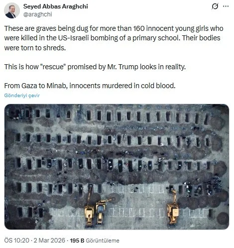 İranlı Bakan Arakçi trajik fotoğrafı paylaştı