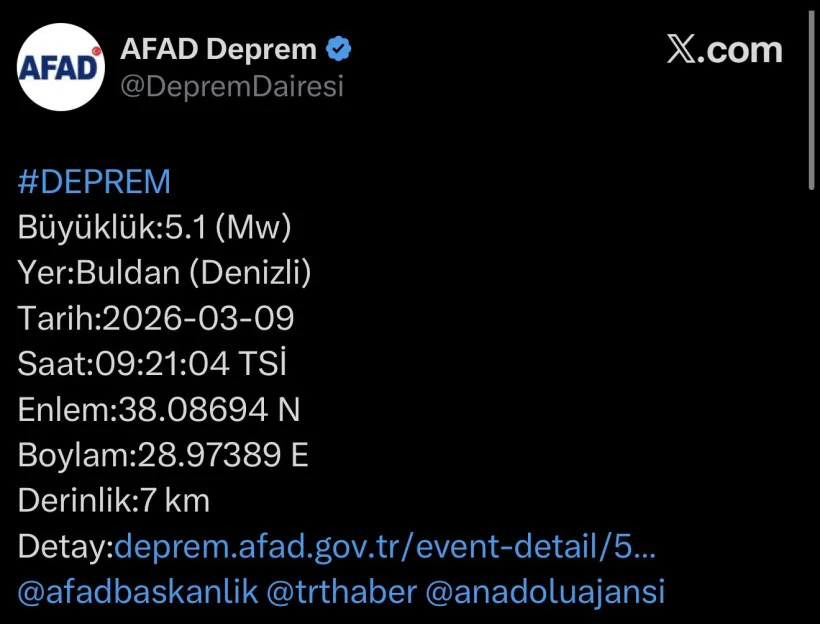 Son dakika: Denizli'de korkutan deprem: Ege sallandı!